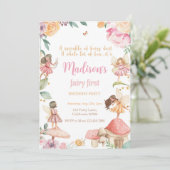 Fairy Eerste Verjaardag Uitnodiging Fairy Uitnodig (Staand voorkant)
