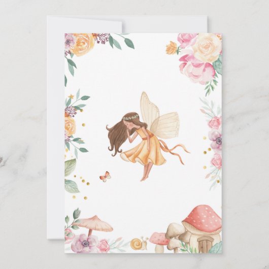 Fairy Eerste Verjaardag Uitnodiging Fairy Uitnodig (Achterkant)
