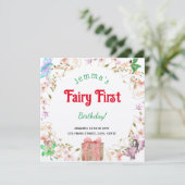 Fairy Eerste Verjaardag Waterverf Cadeaubox Uitnod (Staand voorkant)