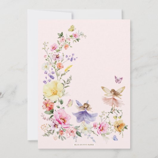 Fairy eerste verjaardag weelderige wilde bloem tui kaart (Achterkant)