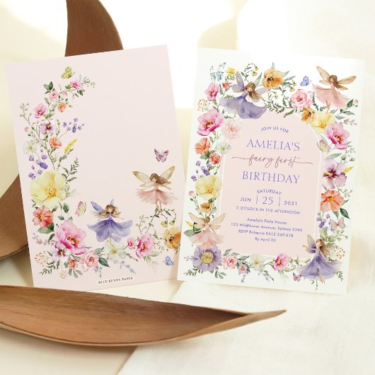 Fairy eerste verjaardag weelderige wilde bloem tui kaart