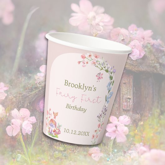Fairy Eerste Verjaardag Whimsical Mushroom Papier  Papieren Bekers