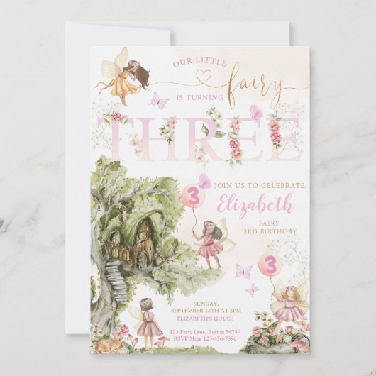 Fairy Eerste Verjaardagsbos Waterverf Kaart (Voorkant)