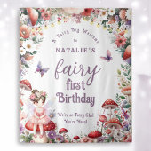 Fairy Eerste Verjaardagsfeest Bloemen Welkom Achte Wandkleed