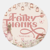Fairy Eerste Verjaardagsfeest Thema Aangepast dank Ronde Sticker (Voorkant)