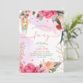 Fairy Eerste Verjaardagsfeestje Baby Meisje Kaart (Staand voorkant)