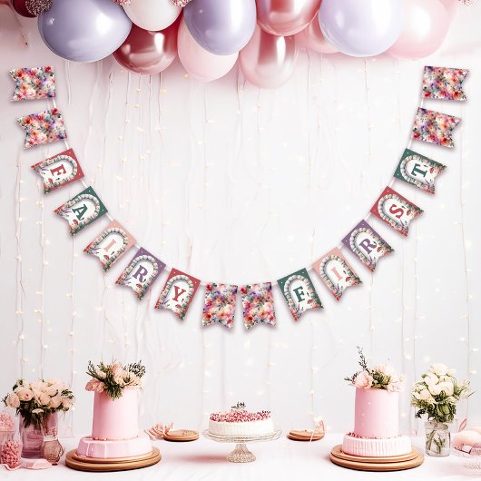 Fairy Eerste Verjaardagsfeestje Decor Bunting Bann Vlaggetjes