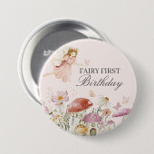 Fairy eerste verjaardagsfeestje dessert gunst ronde button 7,6 cm (Voorkant /achterkant)