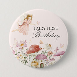 Fairy eerste verjaardagsfeestje dessert gunst ronde button 7,6 cm