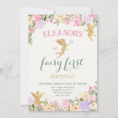 Fairy Eerste Verjaardagsfeestje Feeën Uitnodiging (Voorkant)