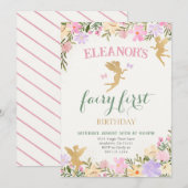 Fairy Eerste Verjaardagsfeestje Feeën Uitnodiging (Voorkant / Achterkant)