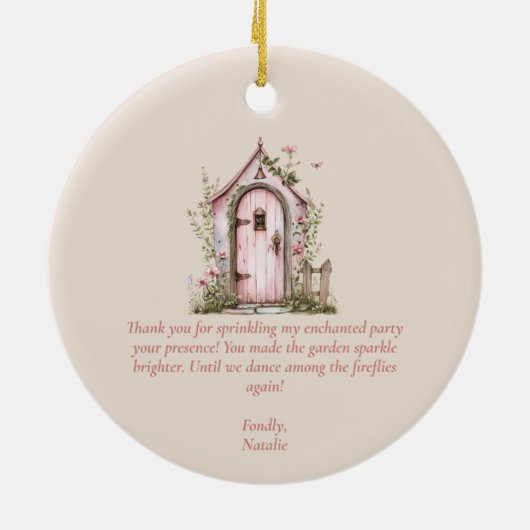 Fairy eerste verjaardagsfeestje gepersonaliseerd d keramisch ornament (Achterkant)