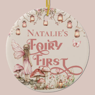 Fairy eerste verjaardagsfeestje gepersonaliseerd d keramisch ornament