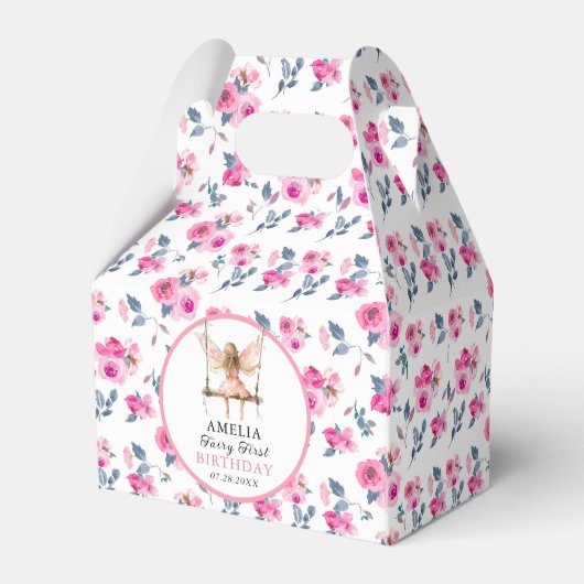 Fairy Eerste Waterverf Bloemen Meisjes 1e Verjaard Bedankdoosjes (Achterkant)