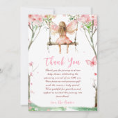 Fairy Eerste Waterverf Bloemen Meisjes 1e Verjaard Bedankkaart (Voorkant)