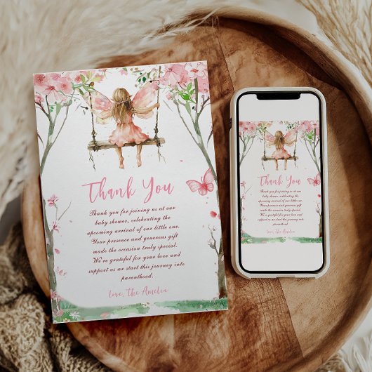 Fairy Eerste Waterverf Bloemen Meisjes 1e Verjaard Bedankkaart