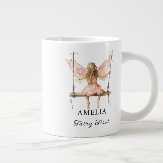 Fairy Eerste Waterverf Bloemen Meisjes 1e Verjaard Grote Koffiekop (Rechts)