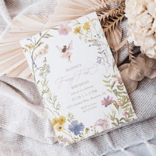 Fairy Eerste Waterverf Bloemen Meisjes 1e Verjaard Kaart