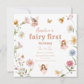 Fairy Eerste Waterverf Widflower Meisjes Verjaarda Kaart (Voorkant)