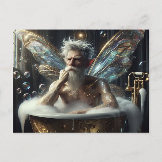 Fairy Elder man in het bubbelbad Briefkaart (Voorkant)