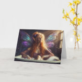 Fairy Elder Woman Takes a Bath in a Paarse Tub Kaart (Gele Bloem)