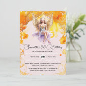 Fairy elegante meisjes oranje verjaardagsfeestje kaart (Staand voorkant)