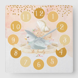 Fairy en Bird Kinder Large Clock Vierkante Klok