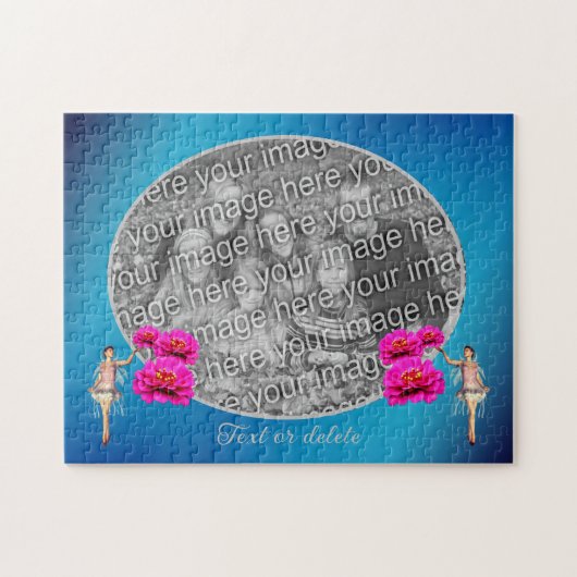 Fairy en bloemen gepersonaliseerd Voeg uw foto toe Legpuzzel (Horizontaal)