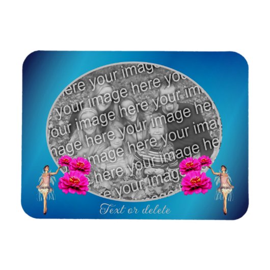 Fairy en bloemen gepersonaliseerd Voeg uw foto toe Magneet (Horizontaal)