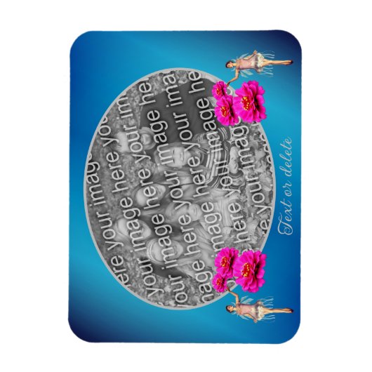 Fairy en bloemen gepersonaliseerd Voeg uw foto toe Magneet (Verticaal)