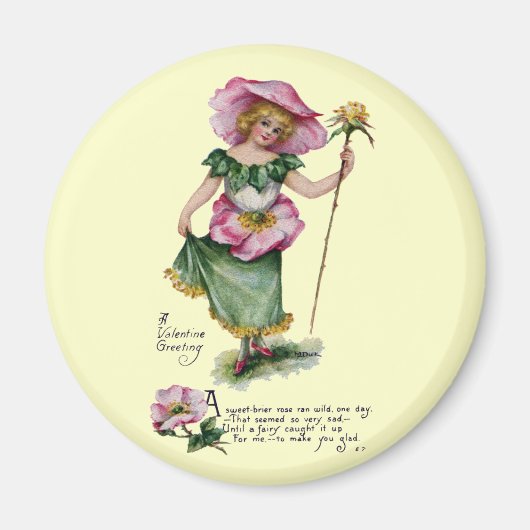 Fairy en Brier Roos  Valentijn Magneet (Voorkant)