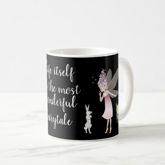 Fairy en Bunny met Inspirerend Quote Koffiemok (Voorkant rechts)
