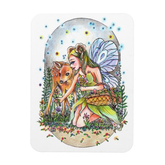 Fairy en de fawn magneet (Verticaal)