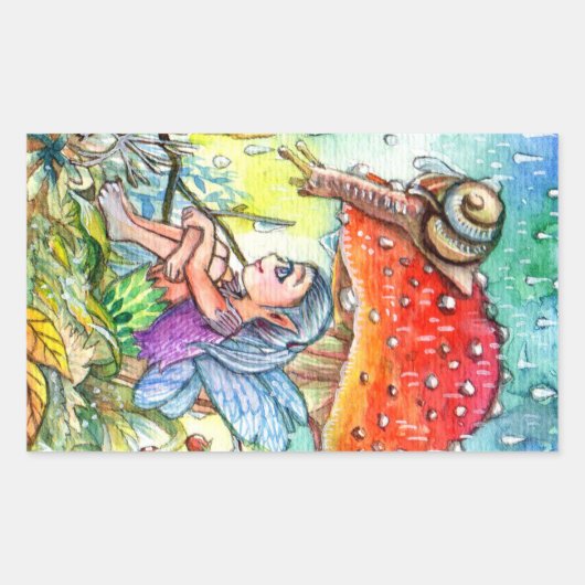 Fairy en de slak rechthoekige sticker (Voorkant)