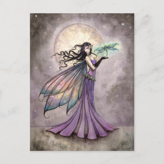 Fairy en Dragonfly Mystieke Fantasy Art Briefkaart (Voorkant)