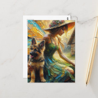 Fairy en Duitse herder puppy Briefkaart