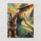 Fairy en Duitse herder puppy Briefkaart (Voorkant)