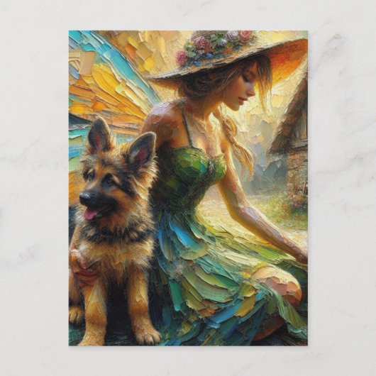 Fairy en Duitse herder puppy Briefkaart (Voorkant)