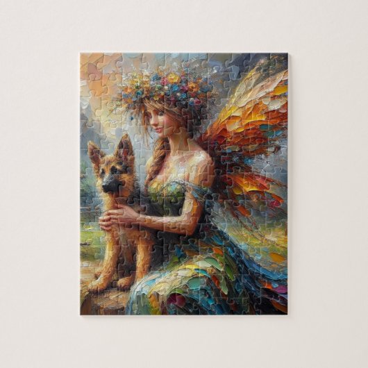Fairy en Duitse herder puppy Legpuzzel (Verticaal)