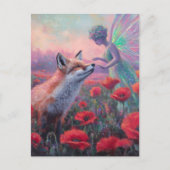 Fairy en een rode vos briefkaart (Voorkant)
