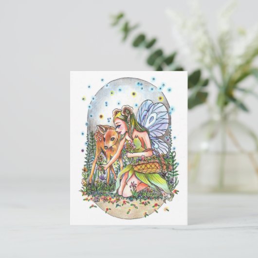 Fairy en Fawn Briefkaart (Staand voorkant)