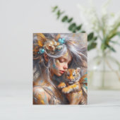 Fairy en haar Baby Tiger Fairy Briefkaart (Staand voorkant)