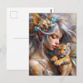 Fairy en haar Baby Tiger Fairy Briefkaart (Voorkant / Achterkant)