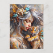 Fairy en haar Baby Tiger Fairy Briefkaart (Voorkant)