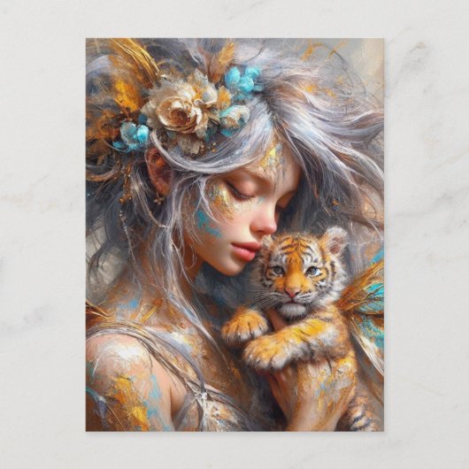 Fairy en haar Baby Tiger Fairy Briefkaart (Voorkant)