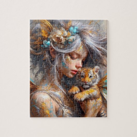 Fairy en haar Baby Tiger Fairy Legpuzzel (Verticaal)