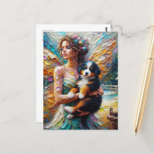 Fairy en haar Berner Sennenhond Puppy Briefkaart