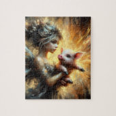 Fairy en haar biggetje legpuzzel (Verticaal)