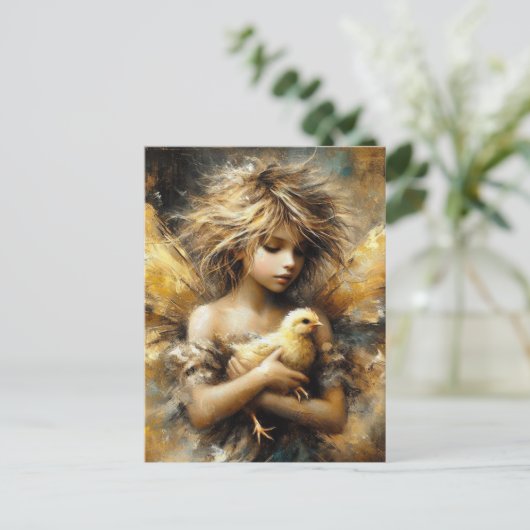 Fairy en haar Buff Chick Briefkaart (Staand voorkant)
