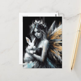 Fairy en haar Bunny Glitch Briefkaart